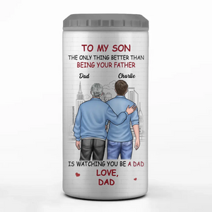 Félicitations pour votre papa ! Gobelet isotherme 4 en 1 personnalisé pour la famille - Cadeau pour fils et petit-fils
