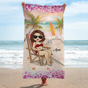 Tiens-moi la main et j'irai n'importe où avec toi - Serviette de plage personnalisée pour couple - Cadeau de vacances d'été pour mari et femme, anniversaire