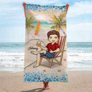 Tiens-moi la main et j'irai n'importe où avec toi - Serviette de plage personnalisée pour couple - Cadeau de vacances d'été pour mari et femme, anniversaire