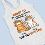 Good Morning Human Servant - Cat Personalized Custom Racer Back Tank Top, T-Shirt - Summer Vacation Gift For Cat Lovers