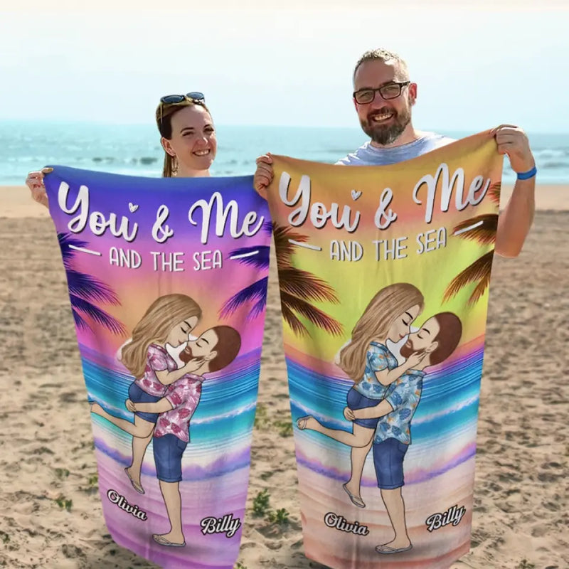 You're The Sandy To My Beach - Couple Personalized Custom Beach Towel - Summer Vacation Gift For Couple