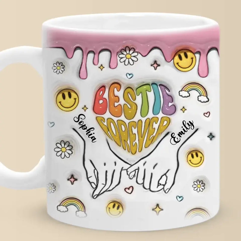 One Soul, Two Bodies - Bestie Personalized Custom 3D Inflated Effect Printed Mug - Gift For Best Friends, BFF