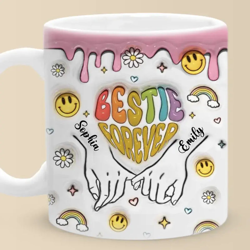 One Soul, Two Bodies - Bestie Personalized Custom 3D Inflated Effect Printed Mug - Gift For Best Friends, BFF