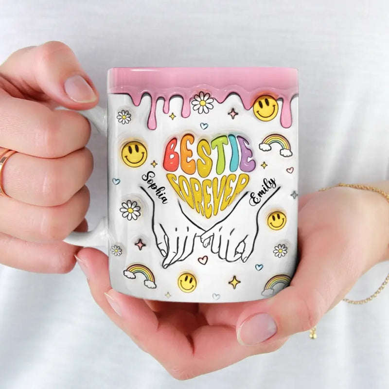 One Soul, Two Bodies - Bestie Personalized Custom 3D Inflated Effect Printed Mug - Gift For Best Friends, BFF