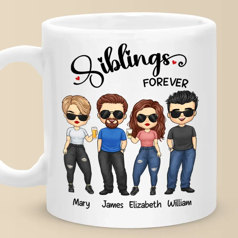 Siblings Forever - Family Personalized Custom Mug - Gift For Family