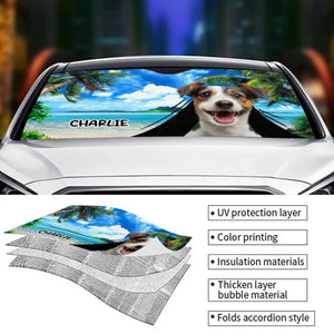 Nos animaux de compagnie sont notre cœur battant - Pare-soleil personnalisé pour pare-brise de voiture, protection de vitre de voiture - Cadeau de vacances d'été pour propriétaires et amoureux des animaux