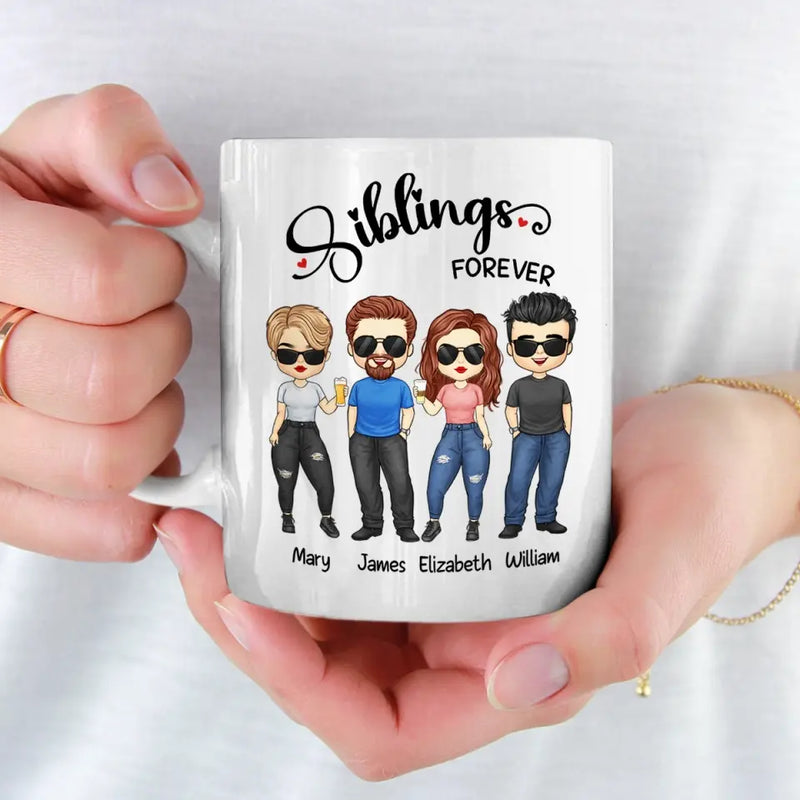 Siblings Forever - Family Personalized Custom Mug - Gift For Family