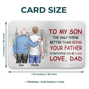 Nous sommes nés de l'amour - Carte portefeuille personnalisée en aluminium pour famille - Cadeau pour fils ou petit-fils