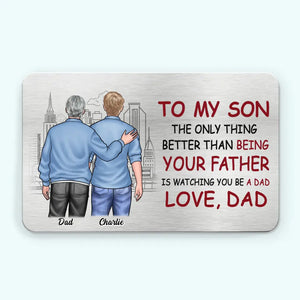 Nous sommes nés de l'amour - Carte portefeuille personnalisée en aluminium pour famille - Cadeau pour fils ou petit-fils
