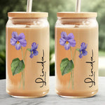Live Simply Bloom Wildly - Bestie Personalized Custom Glass Cup, Iced Coffee Cup - Gift For BFF, Best Friends