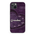 A Mother's Love Endures Through All - Family Personalized Custom Clear Phone Case - Gift For Grandma
