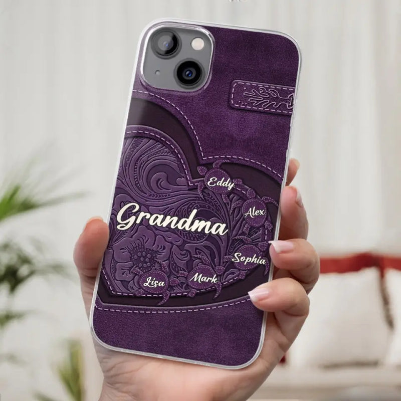 A Mother's Love Endures Through All - Family Personalized Custom Clear Phone Case - Gift For Grandma