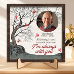 Custom Photo My Heart Is Forever Entwined With Yours - Memorial Personalized Custom 2-Layered Wooden Plaque With Stand - Sympathy Gift For Family
