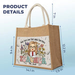 Teaching Is A Work Of Heart - Teacher Personalized Custom Tote Gift Bags, Jute Tote Bags, Beach Bags - Gift For Teacher