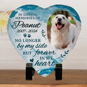 Photo personnalisée pour toujours dans mon cœur - Pierre commémorative personnalisée en forme de cœur - Cadeau de condoléances pour les propriétaires et les amoureux des animaux