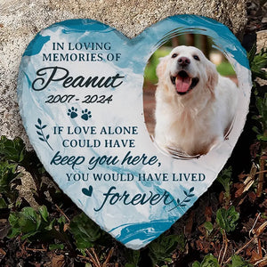 Photo personnalisée pour toujours dans mon cœur - Pierre commémorative personnalisée en forme de cœur - Cadeau de condoléances pour les propriétaires et les amoureux des animaux