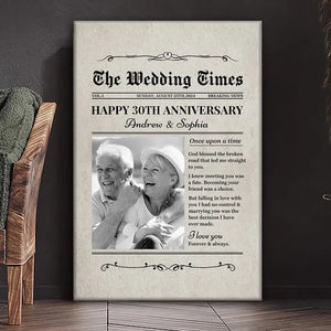 Photo personnalisée « The Wedding Times » - Toile verticale personnalisée pour couple - Cadeau pour mari et femme, anniversaire