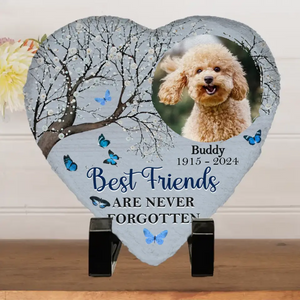Photo personnalisée « Tu étais mon préféré », « Bonjour » - Pierre commémorative personnalisée en forme de cœur - Cadeau de condoléances pour les propriétaires d'animaux et les amoureux des animaux