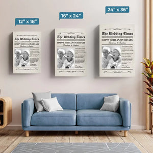 Photo personnalisée « The Wedding Times » - Toile verticale personnalisée pour couple - Cadeau pour mari et femme, anniversaire