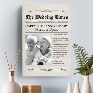 Photo personnalisée « The Wedding Times » - Toile verticale personnalisée pour couple - Cadeau pour mari et femme, anniversaire