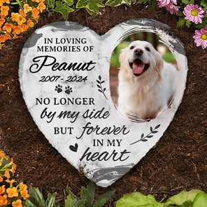 Photo personnalisée : vous laissez des empreintes de pattes dans nos cœurs - Pierre commémorative personnalisée en forme de cœur - Cadeau de condoléances pour les propriétaires d'animaux et les amoureux des animaux