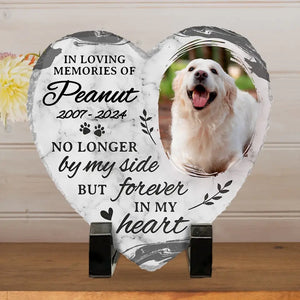 Photo personnalisée : vous laissez des empreintes de pattes dans nos cœurs - Pierre commémorative personnalisée en forme de cœur - Cadeau de condoléances pour les propriétaires d'animaux et les amoureux des animaux