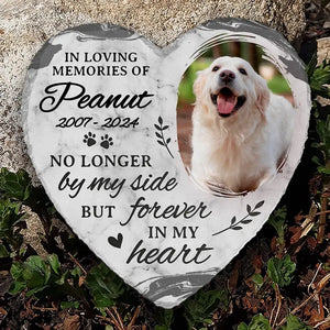 Photo personnalisée : vous laissez des empreintes de pattes dans nos cœurs - Pierre commémorative personnalisée en forme de cœur - Cadeau de condoléances pour les propriétaires d'animaux et les amoureux des animaux