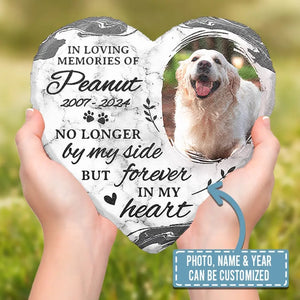 Photo personnalisée : vous laissez des empreintes de pattes dans nos cœurs - Pierre commémorative personnalisée en forme de cœur - Cadeau de condoléances pour les propriétaires d'animaux et les amoureux des animaux