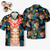 T-shirt hawaïen tropical unisexe personnalisé avec photo « La vie est une vague, attrape-la » - Cadeau de vacances d'été, cadeau pour les membres de la famille