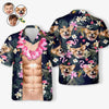 T-shirt hawaïen unisexe personnalisé avec photo « Bons moments et lignes de bronzage » - Cadeau idéal pour les vacances d'été, pour les membres de la famille