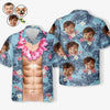 T-shirt hawaïen unisexe personnalisé avec photo « Air marin, cheveux salés » - Cadeau idéal pour les vacances d'été, idéal pour les membres de la famille