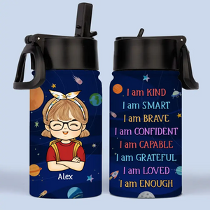 Je suis assez - Bouteille d'eau personnalisée pour enfant - Cadeau de rentrée scolaire pour enfant et petit-enfant