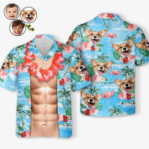 Photo personnalisée « La mer m'appelle et je dois y aller » - T-shirt hawaïen tropical unisexe personnalisé pour la famille - Cadeau de vacances d'été, cadeau pour les membres de la famille