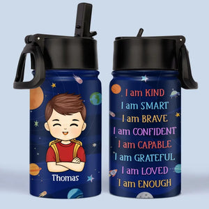 Je suis assez - Bouteille d'eau personnalisée pour enfant - Cadeau de rentrée scolaire pour enfant et petit-enfant