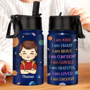 Je suis assez - Bouteille d'eau personnalisée pour enfant - Cadeau de rentrée scolaire pour enfant et petit-enfant