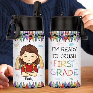 Je suis prêt à écraser la deuxième année - Bouteille d'eau personnalisée pour enfant - Cadeau de rentrée scolaire pour enfant, petit-enfant