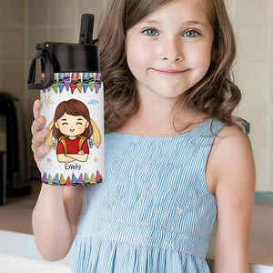 Je suis prêt à écraser la deuxième année - Bouteille d'eau personnalisée pour enfant - Cadeau de rentrée scolaire pour enfant, petit-enfant