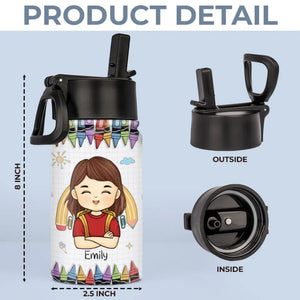 Je suis prêt à écraser la deuxième année - Bouteille d'eau personnalisée pour enfant - Cadeau de rentrée scolaire pour enfant, petit-enfant