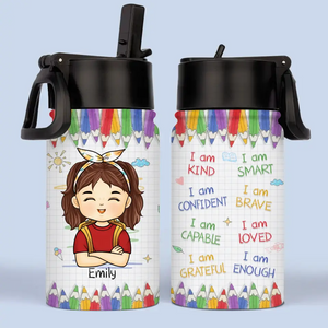 Je suis de retour - Bouteille d'eau personnalisée pour enfant - Cadeau de rentrée scolaire pour enfant, petit-enfant
