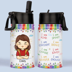 Je suis de retour - Bouteille d'eau personnalisée pour enfant - Cadeau de rentrée scolaire pour enfant, petit-enfant