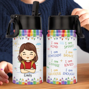 Je suis de retour - Bouteille d'eau personnalisée pour enfant - Cadeau de rentrée scolaire pour enfant, petit-enfant