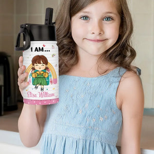Dieu dit que je suis suffisant - Bouteille d'eau personnalisée pour enfant - Cadeau de rentrée scolaire pour enfant et petit-enfant