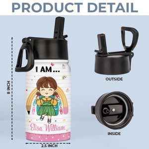 Dieu dit que je suis suffisant - Bouteille d'eau personnalisée pour enfant - Cadeau de rentrée scolaire pour enfant et petit-enfant
