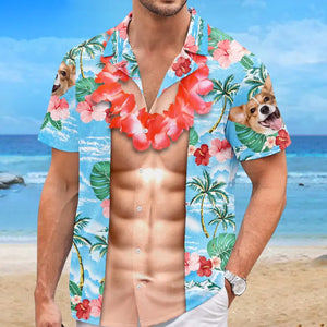 Photo personnalisée « La mer m'appelle et je dois y aller » - T-shirt hawaïen tropical unisexe personnalisé pour la famille - Cadeau de vacances d'été, cadeau pour les membres de la famille