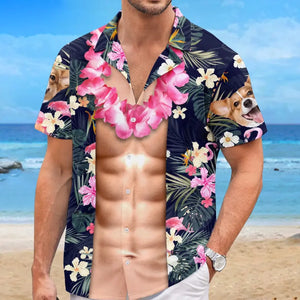 T-shirt hawaïen unisexe personnalisé avec photo « Bons moments et lignes de bronzage » - Cadeau idéal pour les vacances d'été, pour les membres de la famille