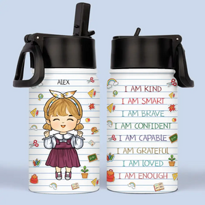 Je suis aimé - Bouteille d'eau personnalisée pour enfant - Cadeau de rentrée scolaire pour enfant et petit-enfant