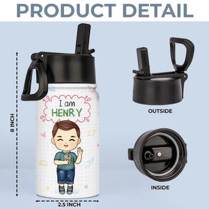Je suis gentil - Bouteille d'eau personnalisée pour enfant - Cadeau de rentrée scolaire pour enfant et petit-enfant