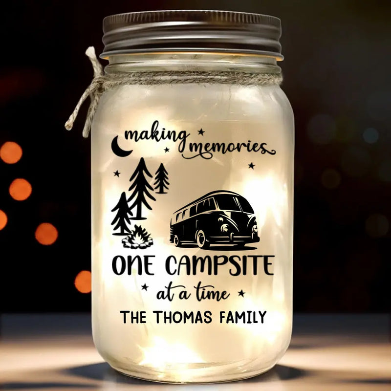 Home Is Where You Park It - Camping Personalized Custom Mason Jar Light - Gift For Family, Couple, Campers