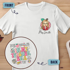 À l'ère de mon enseignant - T-shirt unisexe personnalisé imprimé recto verso - Cadeau pour enseignant
