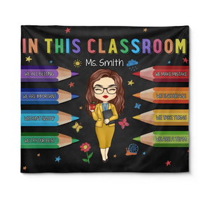 Dans cette salle de classe - Tapisserie personnalisée pour enseignant - Cadeau pour enseignant